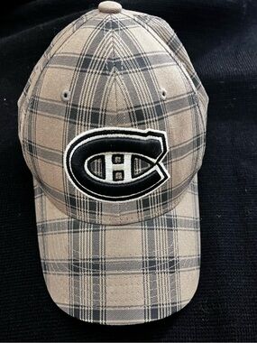 Montreal Canadiens Plaid Baseball Hat Cap NHL Habs Tan Brown Gray Logo